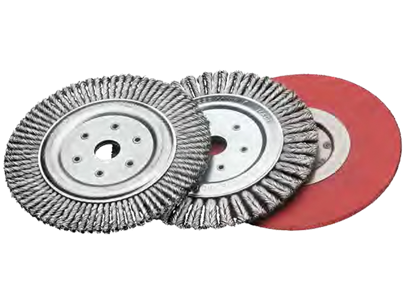 Щётка для сварщиков, с переменным направлением плетения жгута вправо-влево, стальная проволока диаметр 178 мм ширина 6 мм ворс 0,5 мм