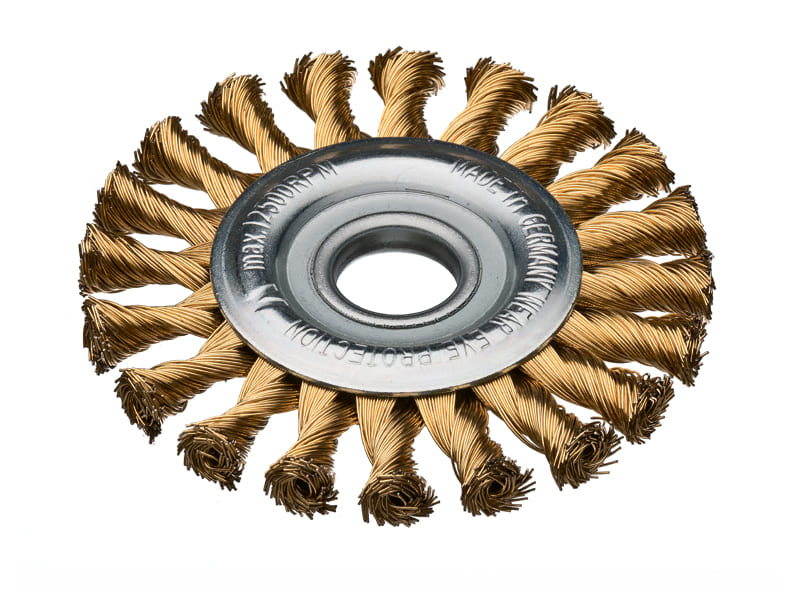 Дисковая щетка со жгутовой латунированной проволокой 1-рядная диаметр 125 мм ширина 14 мм ворс 0.5 мм