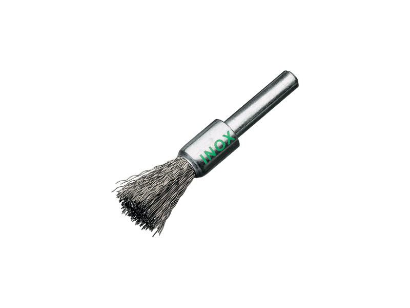 Щетка концевая с хвостовиком 6 мм нержавеющая проволока диаметр 12 мм длина 20 мм ворс 0,30 мм