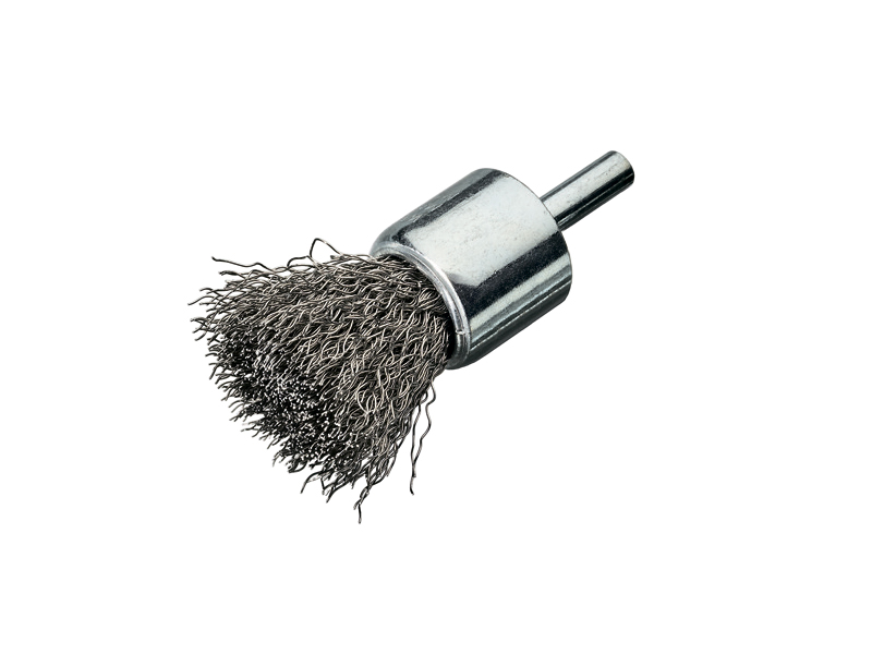 Щетка концевая с хвостовиком 6 мм нержавеющая проволока диаметр 23 мм длина 25 мм ворс 0,30 мм