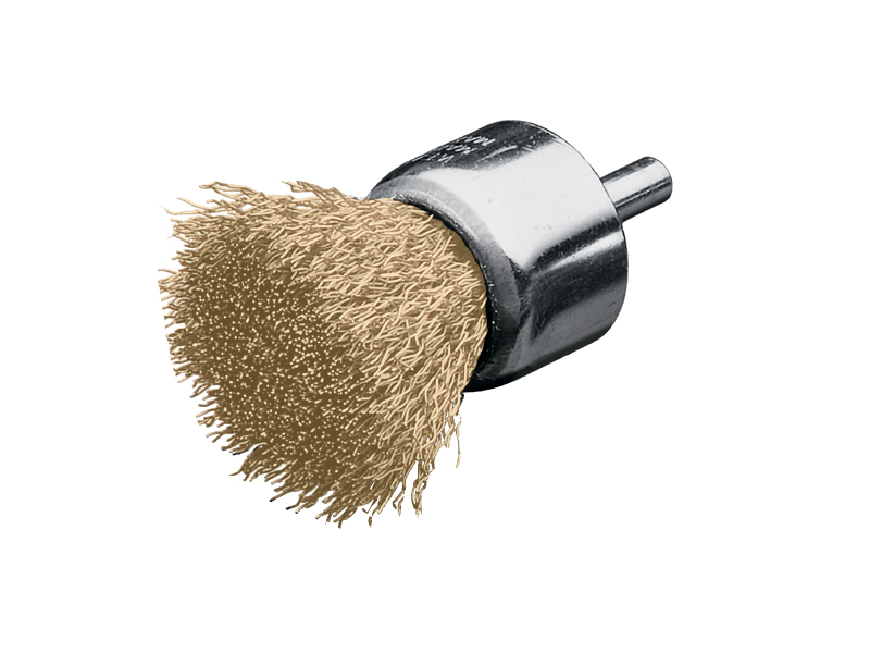 Щетка концевая с хвостовиком 6 мм латунная проволока диаметр 30 мм длина 25 мм ворс 0,20 мм
