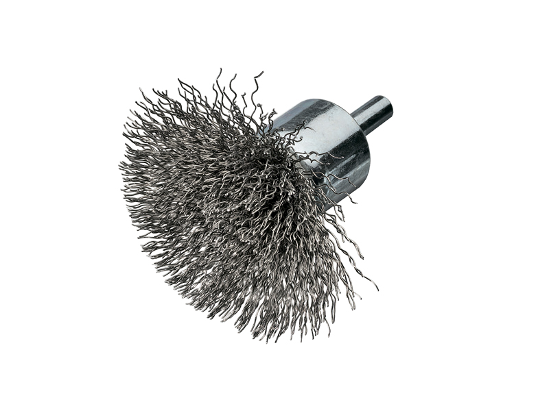 Щетка концевая с хвостовиком 6 мм нержавеющая проволока диаметр 50 мм длина 18 мм ворс 0,30 мм