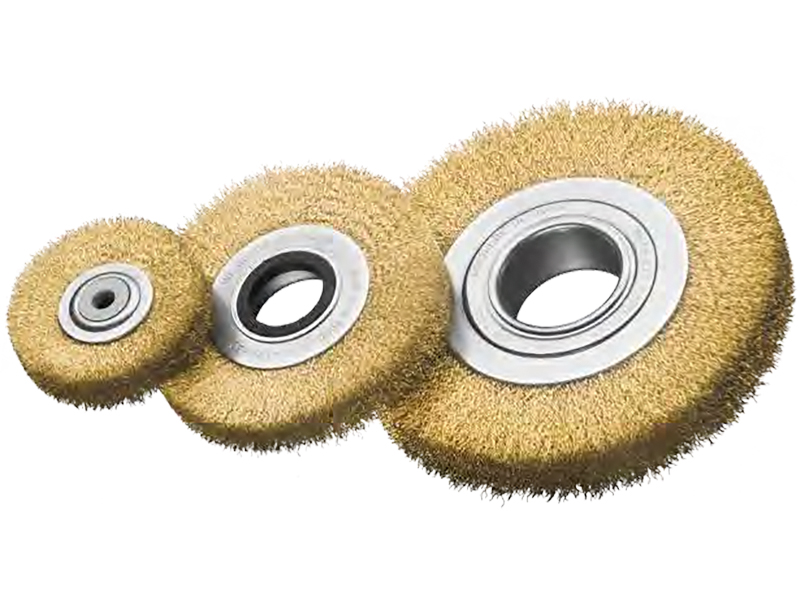 Однорядная цилиндрическая щётка, латунная гофрированная проволока диаметр 200 мм длина 48 мм ворс 0,30 мм