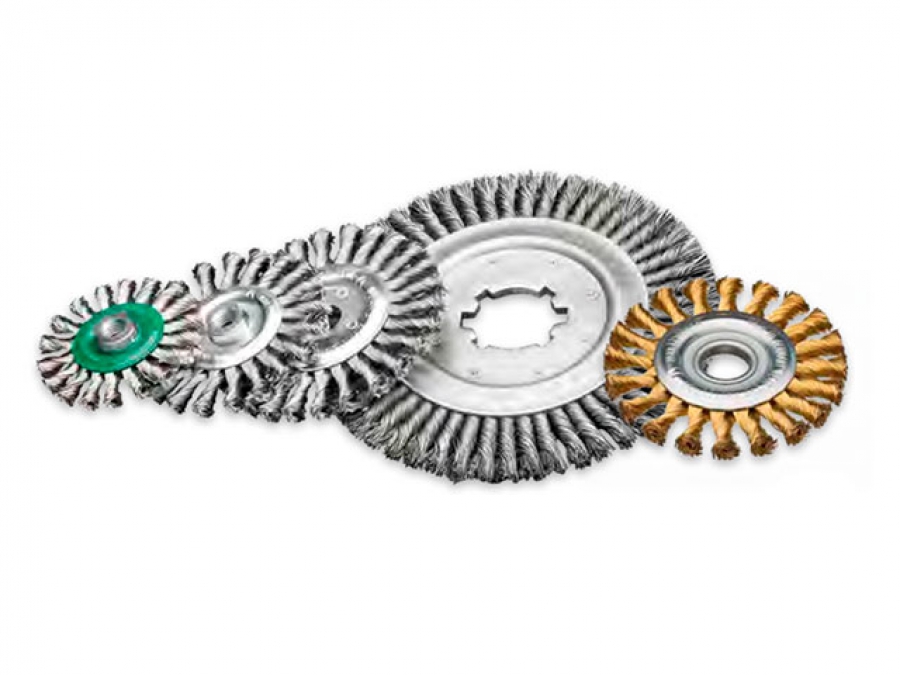 Дисковая щетка со жгутовой стальной проволокой 1-рядная диаметр 125 мм ширина 14 мм ворс 0.35 мм