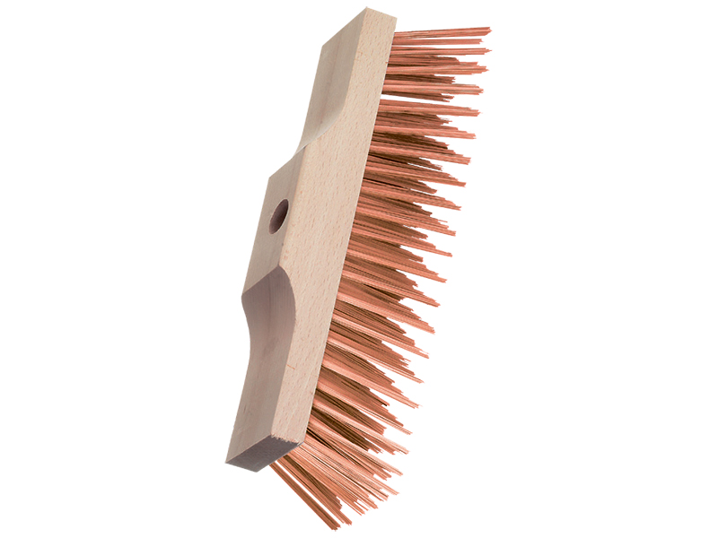 Метла с профилированным корпусом с прямой бронзовой проволокой 6х20/21 рядов ворс 0,40 мм с отверстием под рукоятку Ø 23 мм