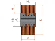 Набивная цилиндрическая щётка для сатинирования, карбид кремния диаметр 140 мм ширина 75 мм ворс SIC 46/1.6