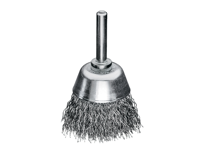 Щетка чашечная с хвостовиком 6 мм стальная проволока диаметр 70 мм длина 25 мм ворс 0,30 мм