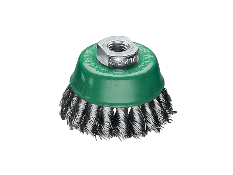 Однорядная чашечная жгутовая щетка без кольца, проволока из нержавеющей стали диаметр 75 мм длина 20 мм ворс 0,35 мм
