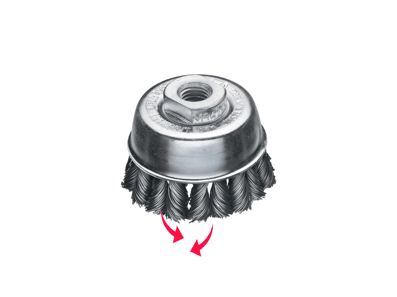 Однорядная чашечная жгутовая щетка без кольца, стальная проволока диаметр 65 мм длина 20 мм ворс 0,50 мм