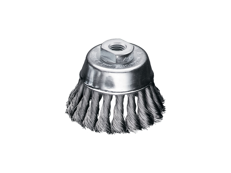 Однорядная чашечная жгутовая щетка без кольца, стальная проволока, с удлиненными жгутами диаметр 80 мм длина 33 мм ворс 0,35 мм