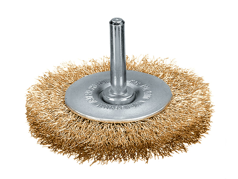 Щетка цилиндрическая с хвостовиком 6 мм с латунированной проволокой диаметр 80 мм длина 20 мм ворс 0,25 мм