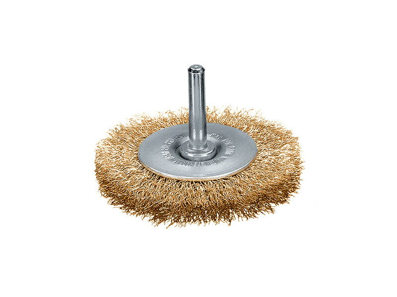 Щетка цилиндрическая с хвостовиком 6 мм с латунированной проволокой диаметр 50 мм длина 10 мм ворс 0,20 мм