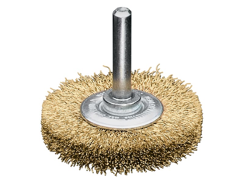 Щетка цилиндрическая с хвостовиком 6 мм с латунной проволокой диаметр 80 мм длина 20 мм ворс 0,20 мм
