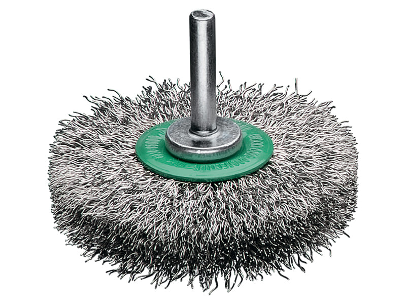 Щетка цилиндрическая с хвостовиком 6 мм с нержавеющей проволокой диаметр 70 мм длина 19 мм ворс 0,30 мм