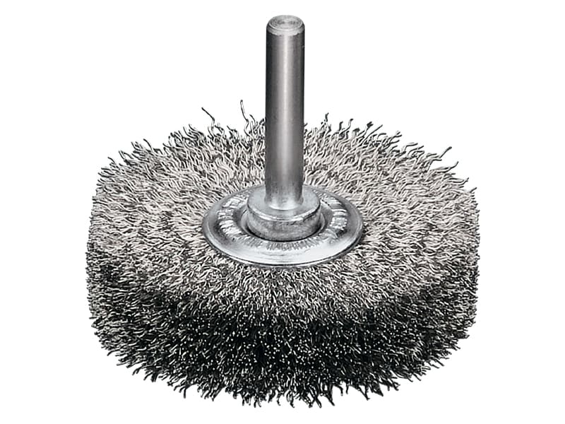 Щетка цилиндрическая с хвостовиком 6 мм полностью нержавеющая диаметр 60 мм длина 17 мм ворс 0,20 мм