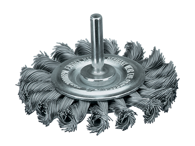 Щетка жгутовая дисковая с хвостовиком 6 мм со стальной гофрированной проволокой диаметр 75 мм длина 15 мм ворс 0,50 мм