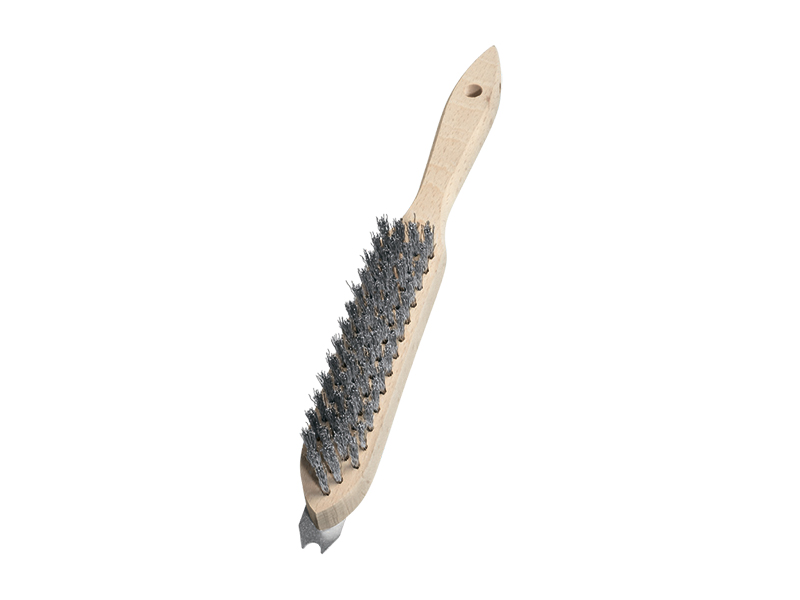 Щетка ручная для гриля с гофрированной нержавеющей проволокой с круглым скребком ворс 0,35 мм