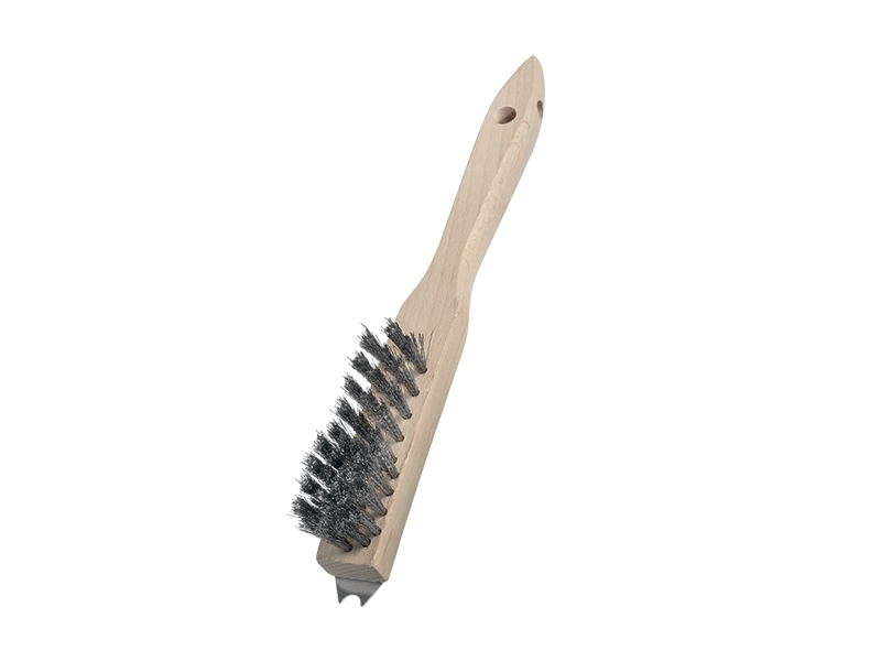 Щетка ручная для гриля с гофрированной нержавеющей проволокой плотное наполнение 3 ряда ворс 0,20 мм