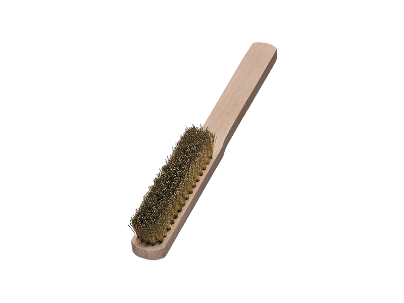 Щетка ручная для тонкой очистки с гофрированной латунной проволокой 4 ряда ворс 0,15 мм пластиковый корпус