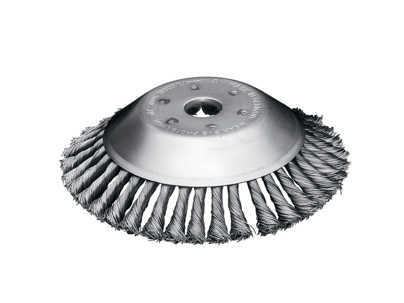 Щетка жгутовая коническая для триммеров со стальной гофрированной проволокой диаметр 200 мм длина 37 мм ворс 0,50 мм