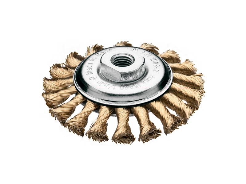 Щетка жгутовая коническая с латунированной стальной проволокой диаметр 115 мм длина 24 мм ворс 0,50 мм