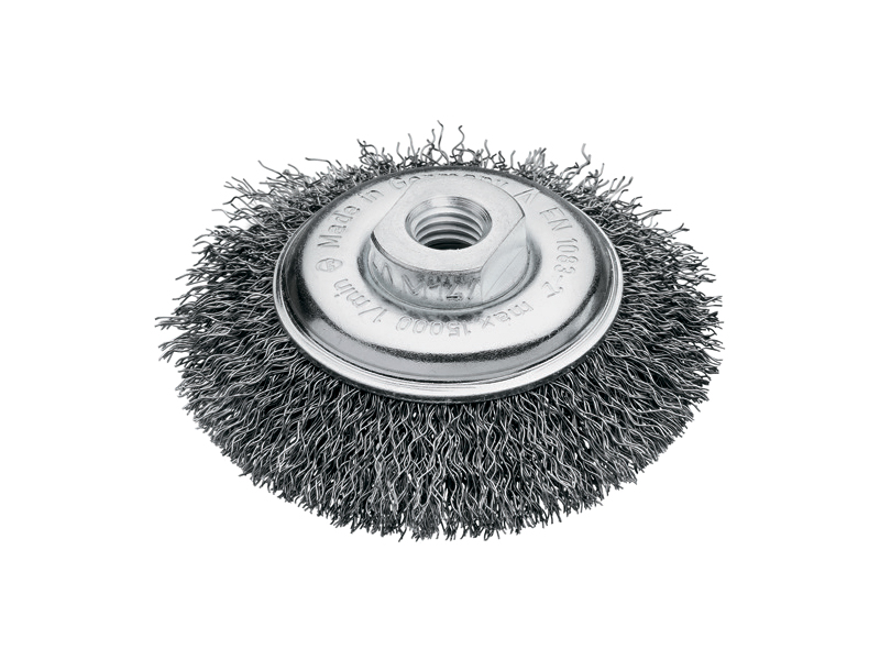 Щетка коническая со стальной нержавеющей гофрированной проволокой диаметр 100 мм длина 20 мм ворс 0,30 мм