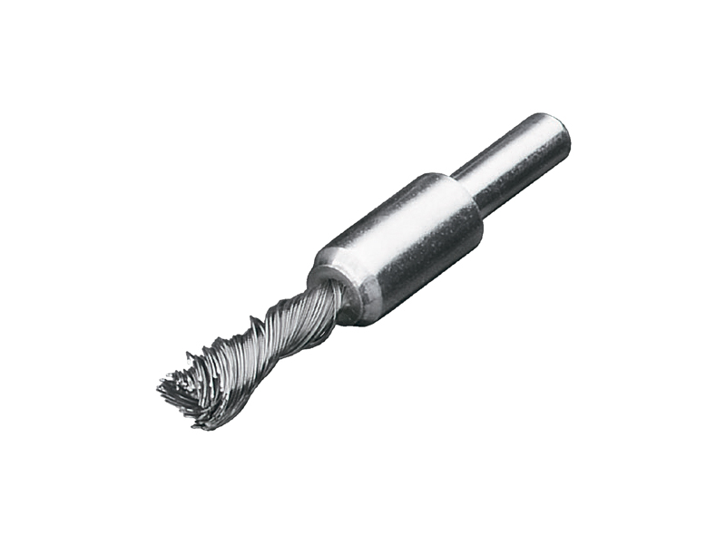 Щетка концевая жгутовая с хвостовиком 6 мм стальная проволока диаметр 6/10 мм длина 25 мм ворс 0,35 мм