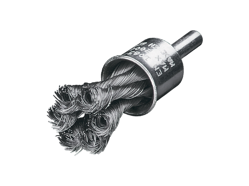 Щетка концевая жгутовая с хвостовиком 6 мм стальная проволока диаметр 19 мм длина 28 мм ворс 0,50 мм