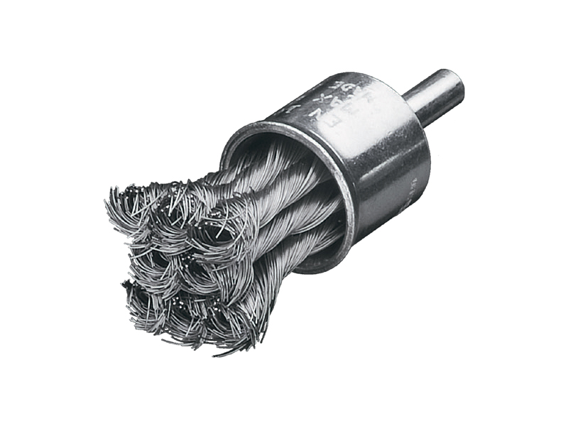 Щетка концевая жгутовая с хвостовиком 6 мм стальная проволока диаметр 22 мм длина 28 мм ворс 0,25 мм