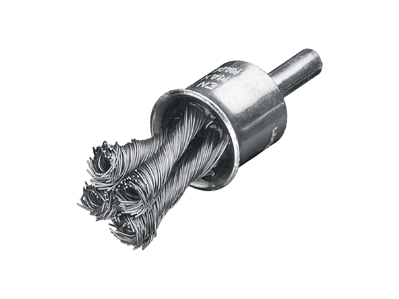 Щетка концевая жгутовая с хвостовиком 6 мм стальная проволока диаметр 19 мм длина 28 мм ворс 0,50 мм