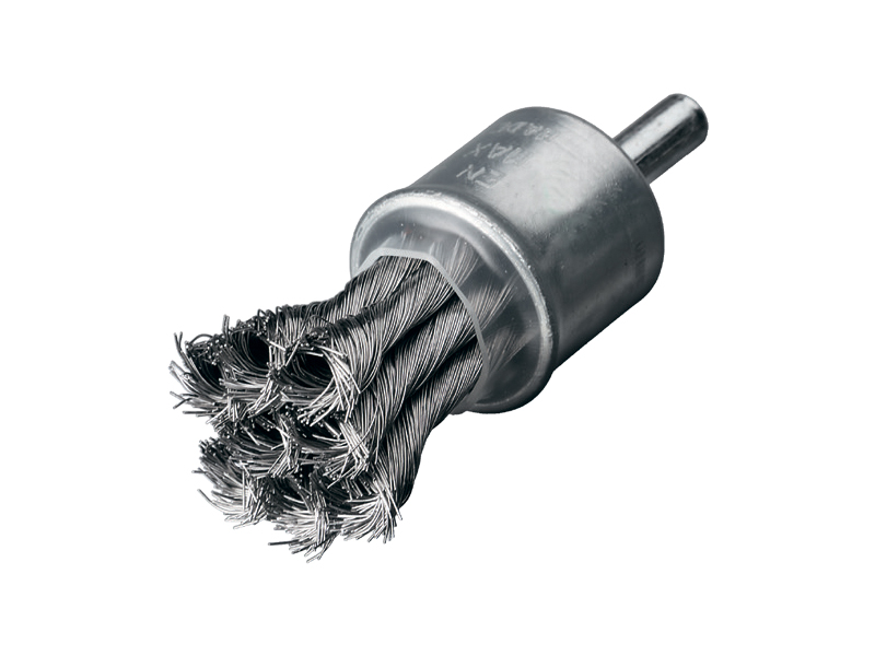 Щетка концевая жгутовая с хвостовиком 6 мм нержавеющая проволока диаметр 19 мм длина 28 мм ворс 0,50 мм