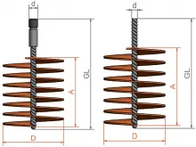 Ерш с наружной резьбой W 1/2″ с гофрированной латунной проволокой диаметр 88 мм