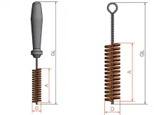 Щетка для печных труб с наружной резьбой отдельная рукоятка IBZG с латунированной проволокой диаметр 180 мм