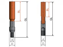 Щетка с углеродным волокном, муфта из меди с внутренней резьбой M10 x 0.75 пластиковое покрытие диаметр 12 мм