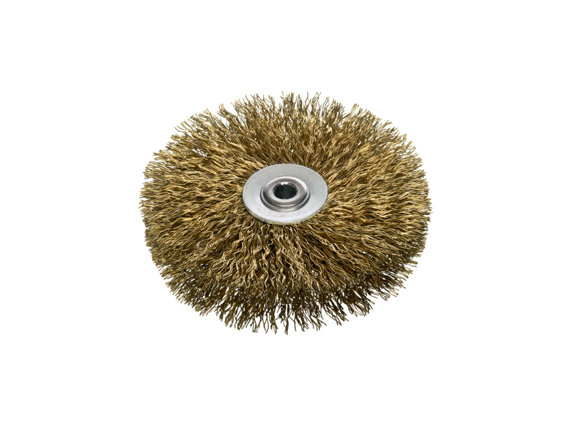 Щетка для ленточных пил, латунированная, стальная, гофрированная проволока диаметр 80 мм длина 27 мм ворс 0,20 мм