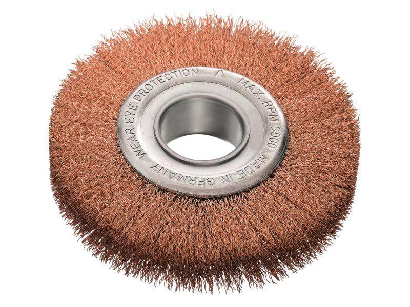 Однорядная цилиндрическая щётка, бронзовая гофрированная проволока диаметр 150 мм ширина 22-24 мм ворс 0,30 мм