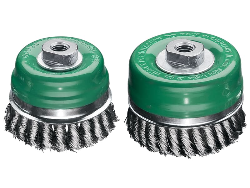 Однорядная чашечная жгутовая щетка с кольцом, проволока из нержавеющей стали диаметр 125 мм длина 23 мм ворс 0,50 мм