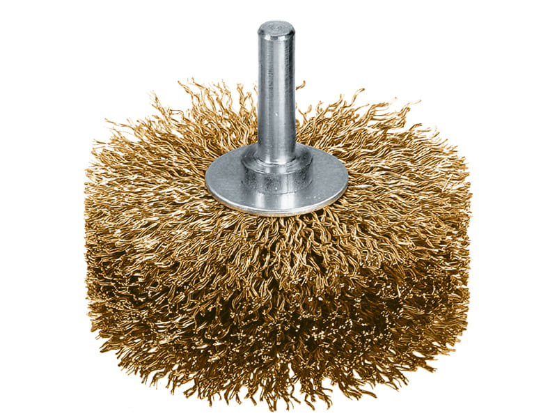 Щетка цилиндрическая с хвостовиком 8 мм с латунированной проволокой диаметр 80 мм длина 28 мм ворс 0,25 мм