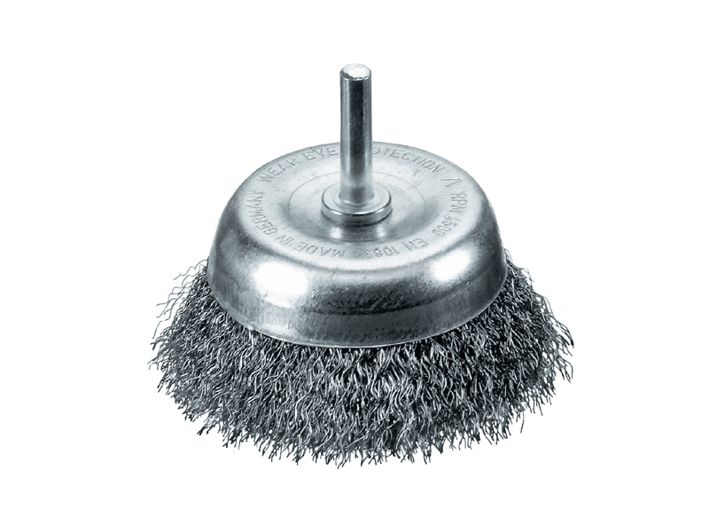 Щетка чашечная с хвостовиком Ø 6 мм с нержавеющей проволокой диаметр 50 мм ворс 0,30 мм