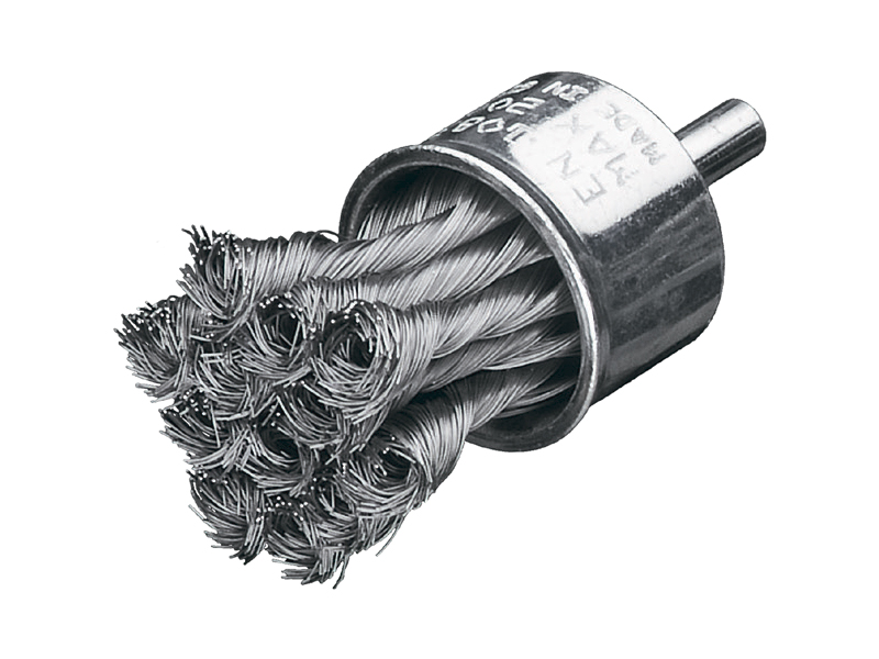 Щетка концевая жгутовая с хвостовиком 6 мм стальная проволока диаметр 29 мм длина 28 мм ворс 0,35 мм